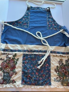 Vintage Blue Floral Patchwork Apron